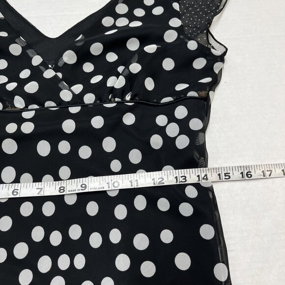 Vintage Y2K IN San Francisco Dress 11 Black Polka Dot Babydoll Asymmetrical - Picture 10 of 10